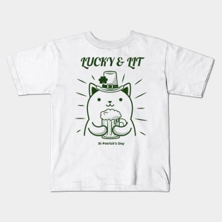 Lucky and lit cat st Patrick’s day Kids T-Shirt